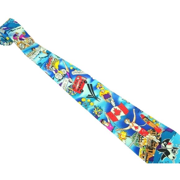 Heather Nichol Canada Sports Silk Tie Canadian Patriotic Necktie - Picture 3 of 4